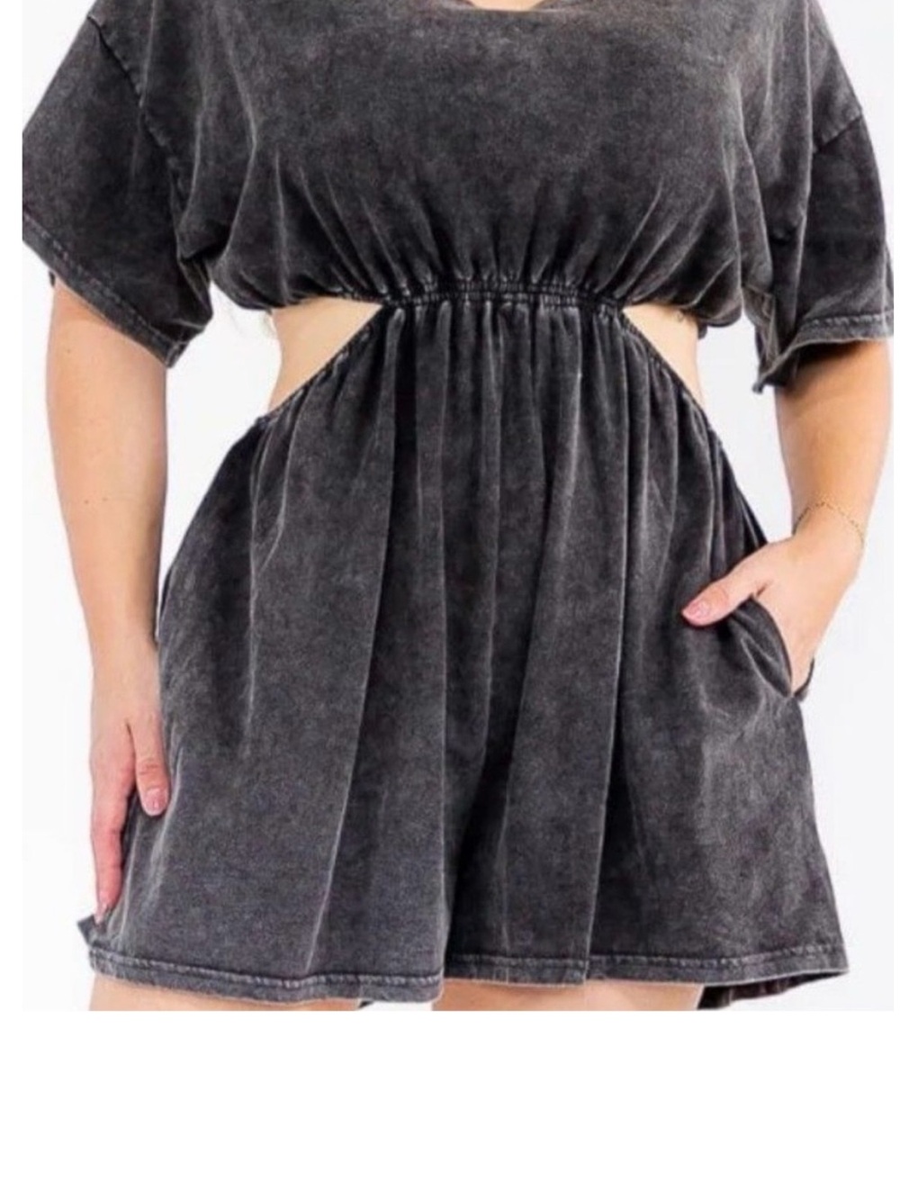 Heyson Washed Black Romper with Cutout sides NWT 3xl